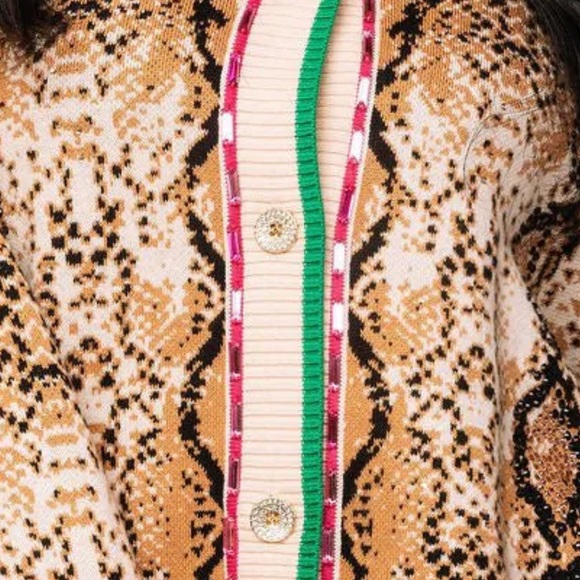 QUEEN OF SPARKLES Multicolor Snake Print Cardigan - NWT - Picture 10 of 12
